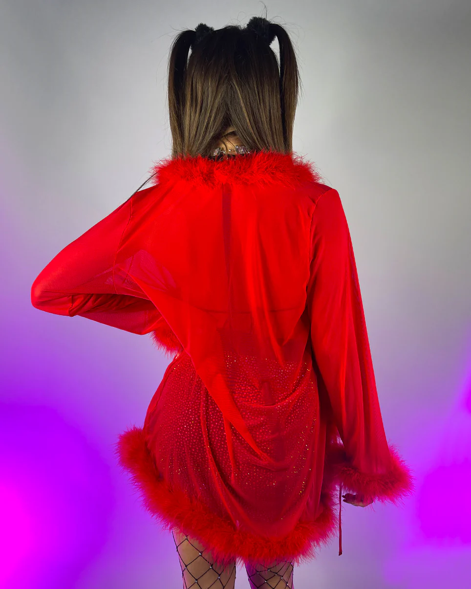 Bad Behavior Feather Trim Sheer Robe - Image 20