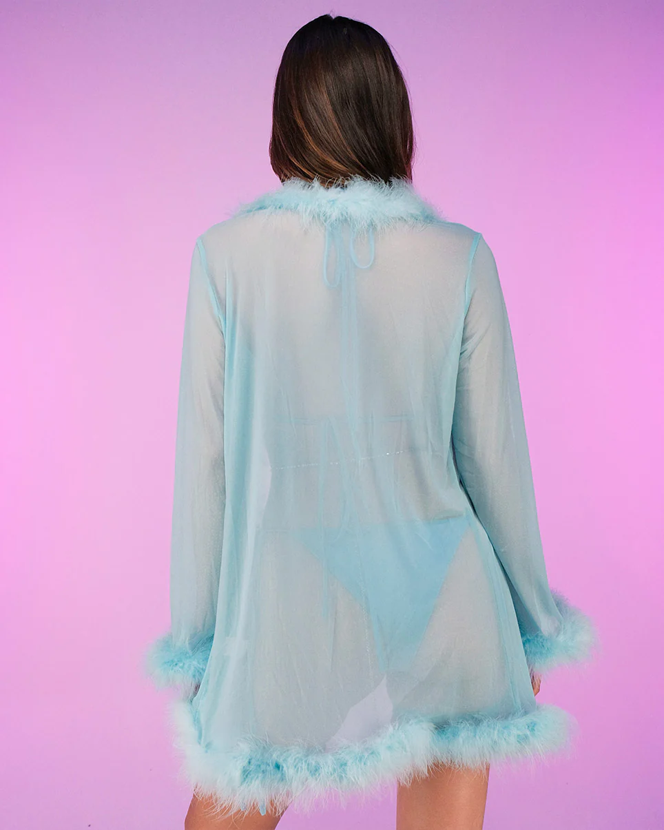 Bad Behavior Feather Trim Sheer Robe - Image 8