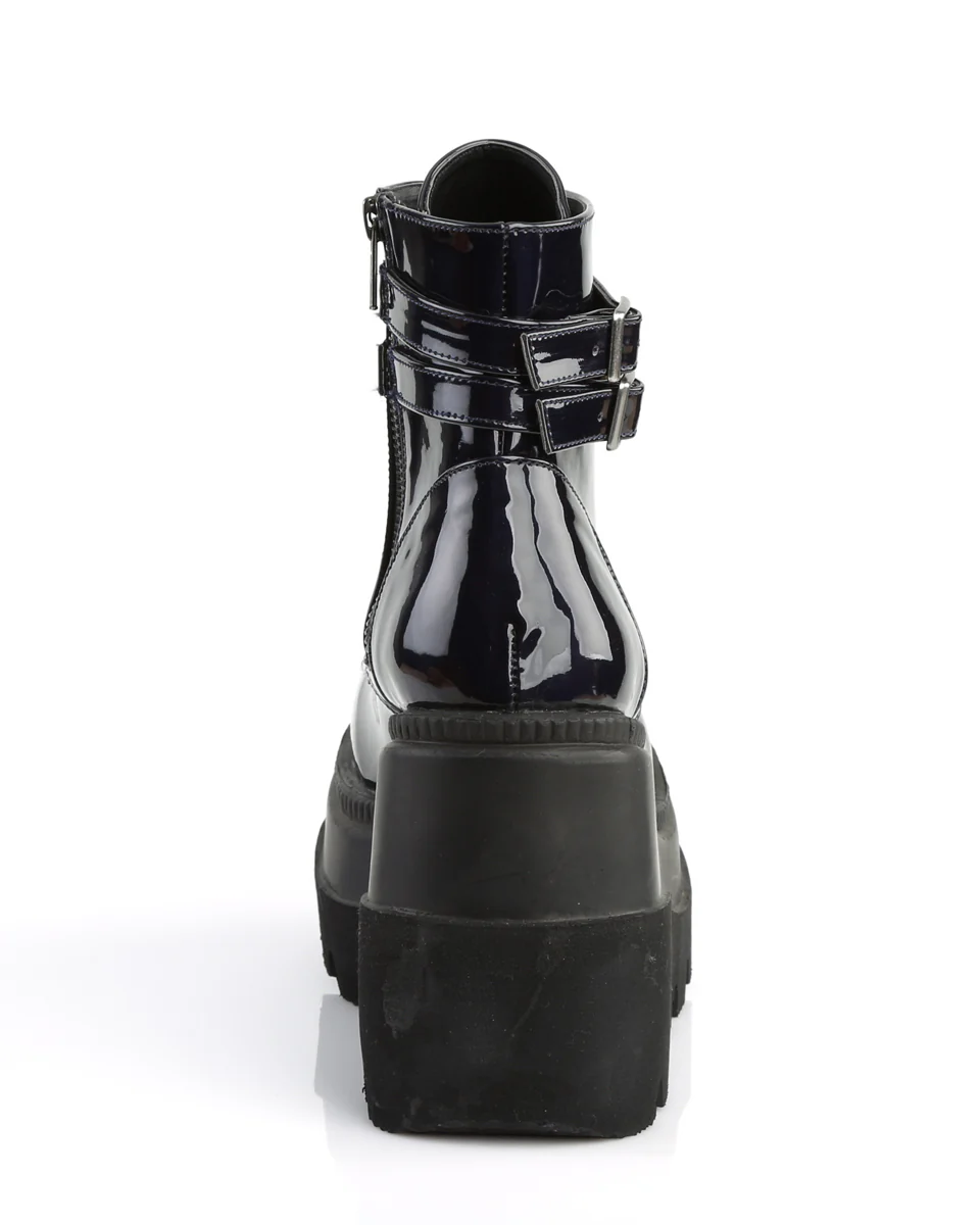 Demonia Holographic Black Stacked Platform Ankle Boots - Image 3