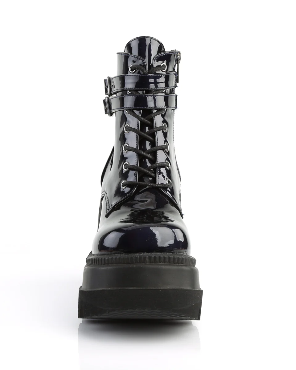 Demonia Holographic Black Stacked Platform Ankle Boots - Image 5