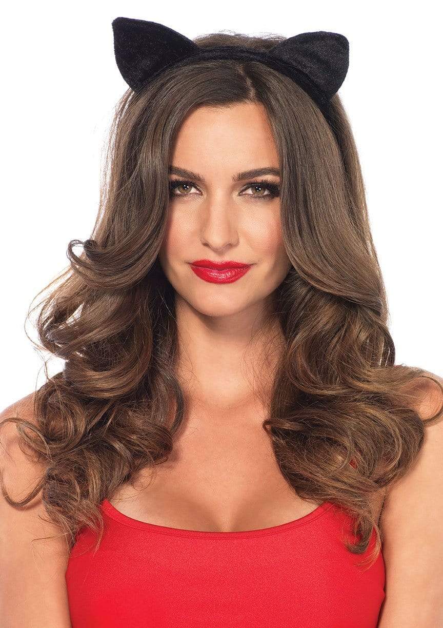 Black Velvet Cat Ears Headband - Image 3