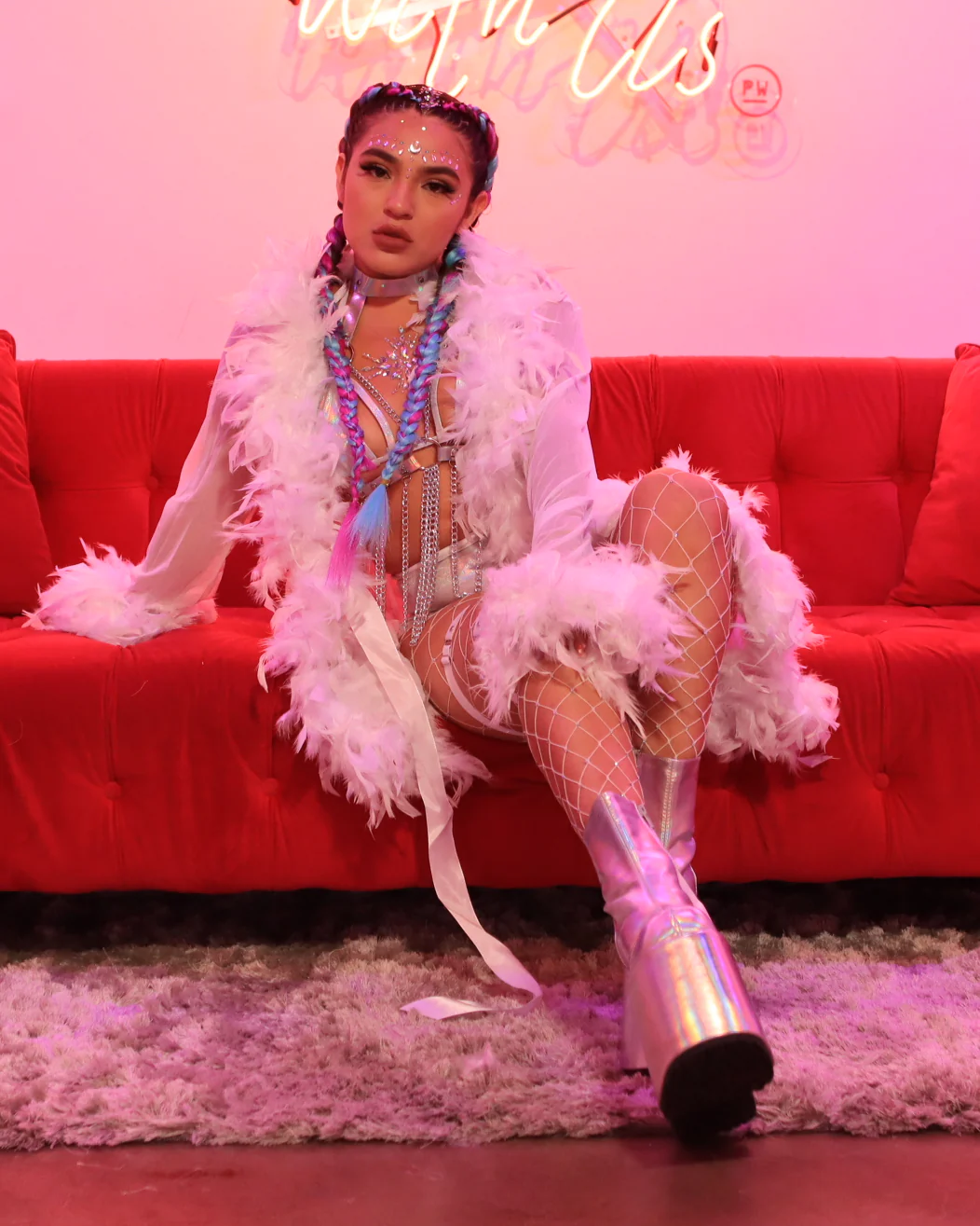 Lady Love Sheer Short Robe With Boa Feather Trim - Image 14