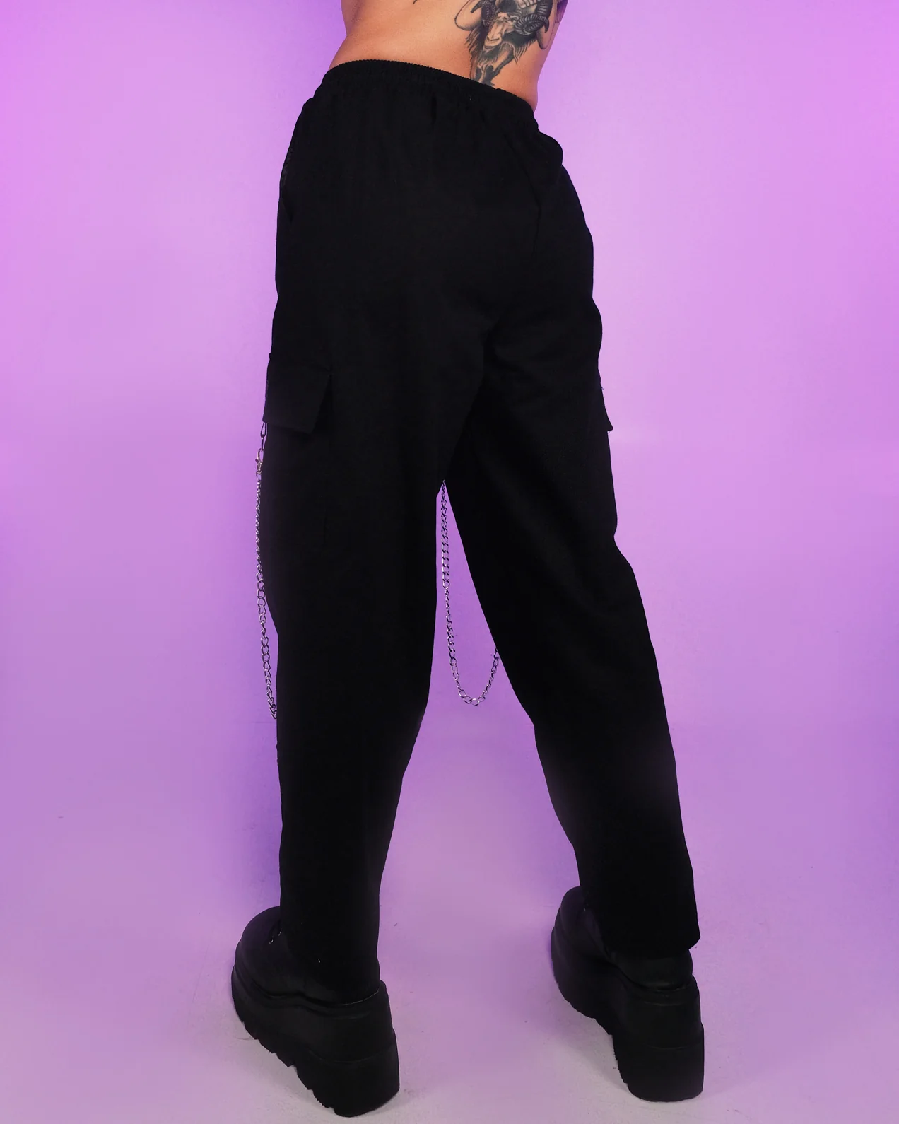 Chained To Reality Black Cargo Unisex Pants - Image 3