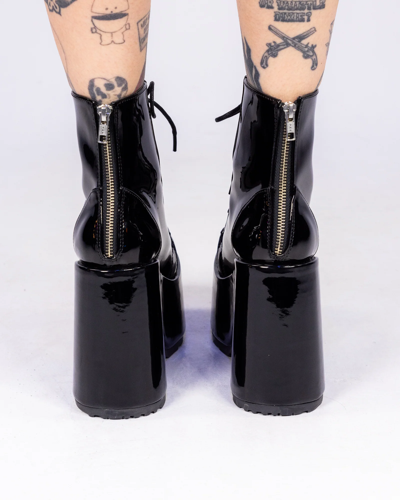 Demonia Black Patent Lace-Up Women's Platform Ankle Boots - Image 3