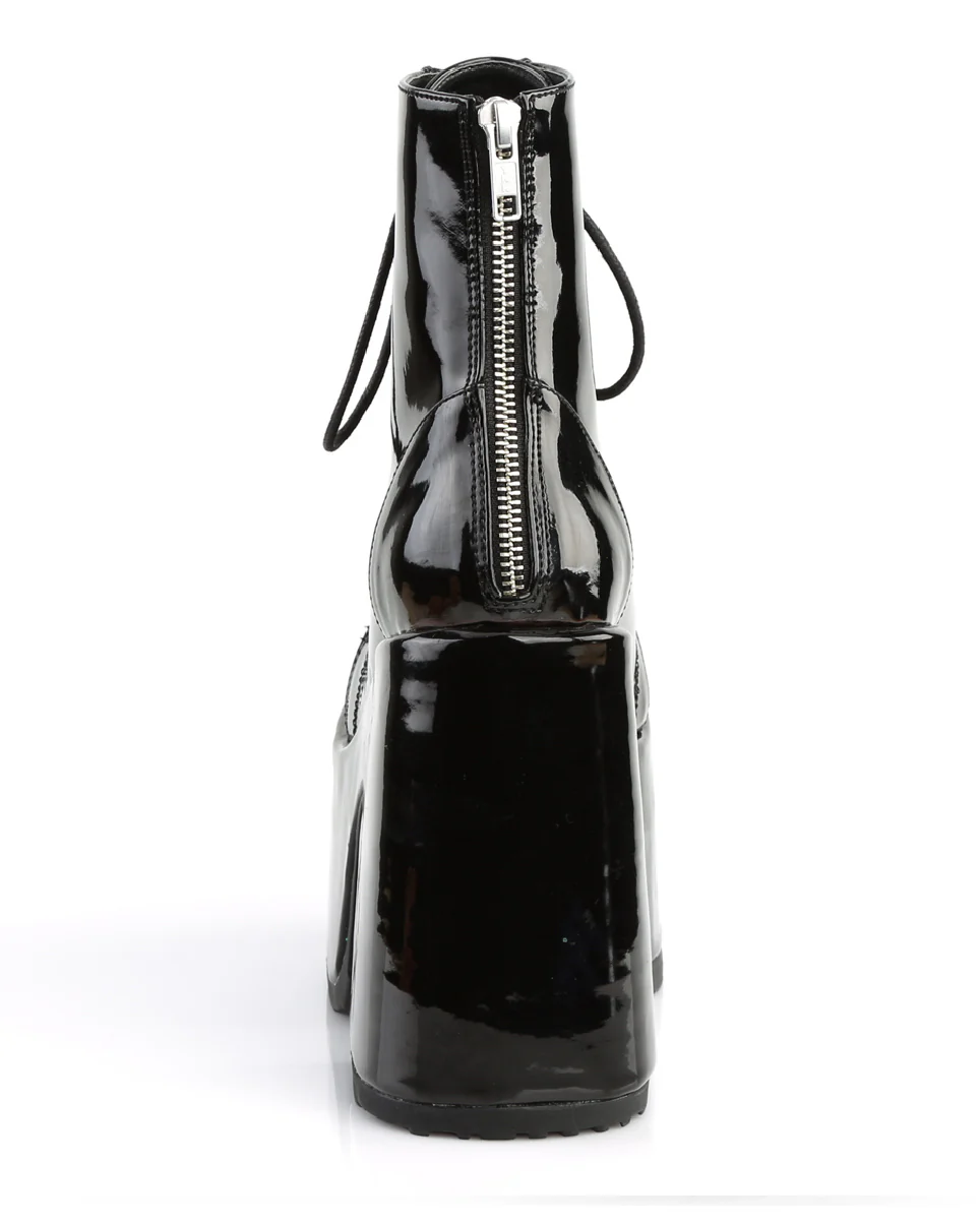 Demonia Black Patent Lace-Up Women's Platform Ankle Boots - Image 8