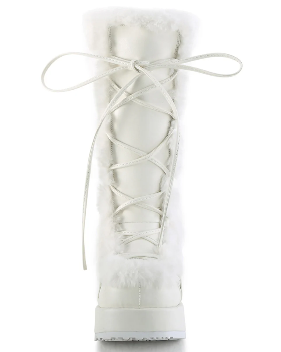 Demonia White Winter Solstice Faux Fur Boots - Image 6