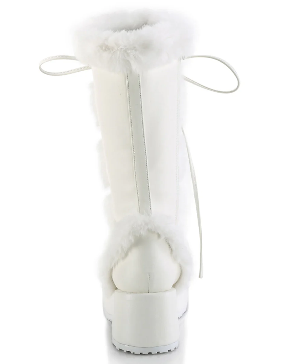 Demonia White Winter Solstice Faux Fur Boots - Image 8