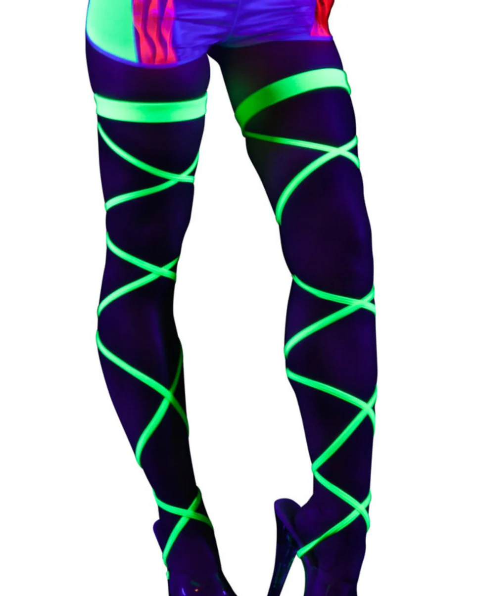Neon Yellow Black Light Leg Wraps - Image 5