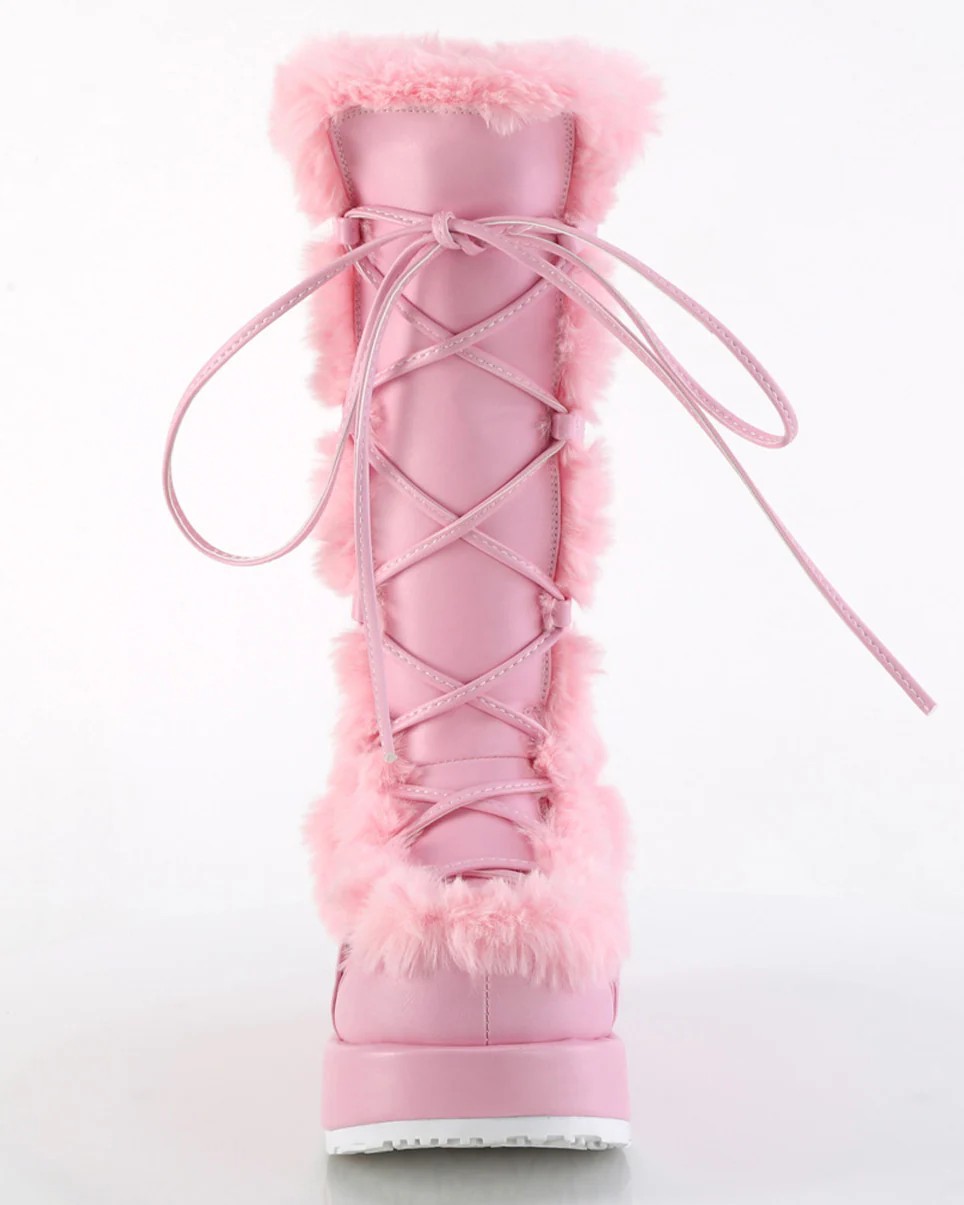 Demonia Pink Winter Solstice Faux Fur Boots - Image 6