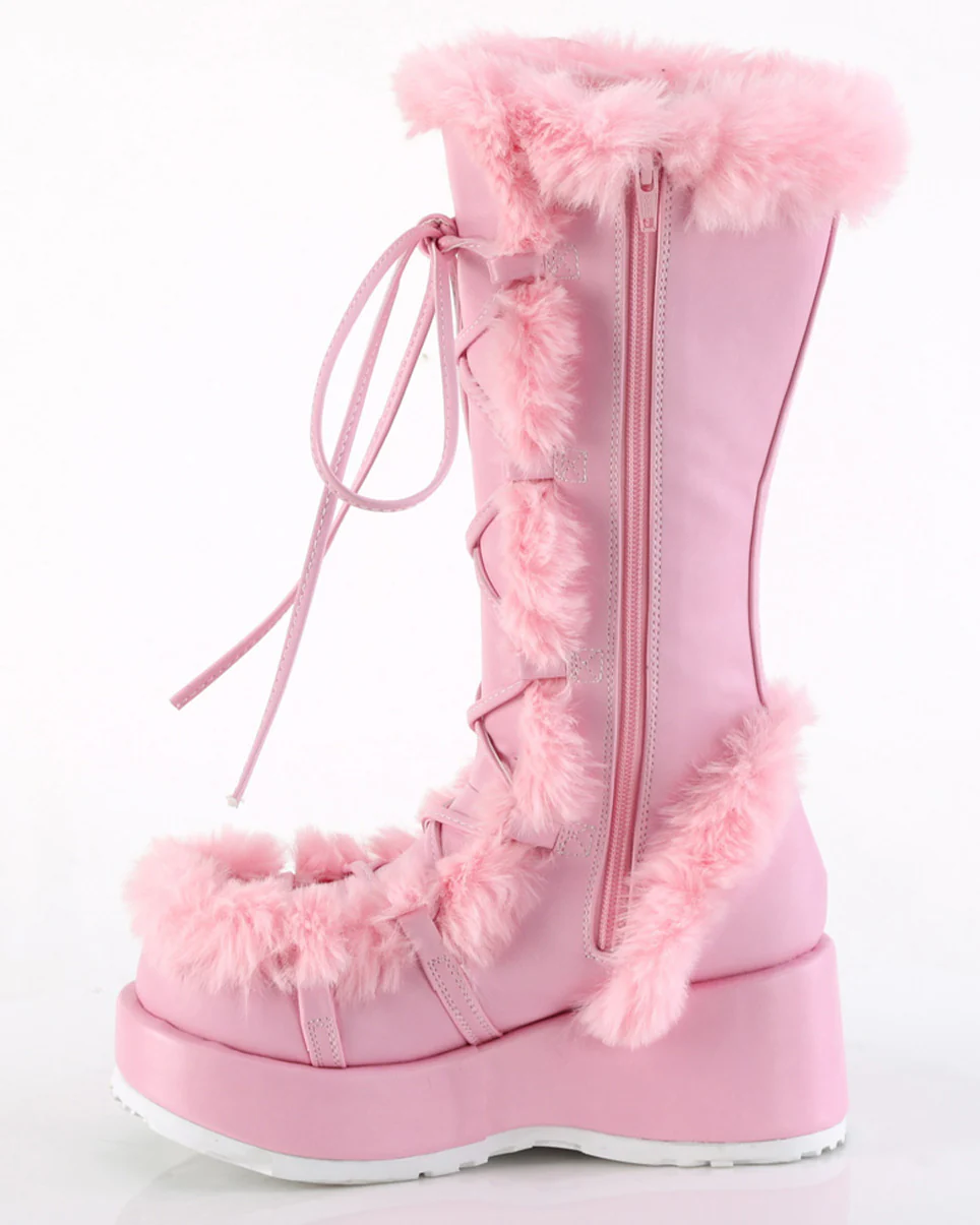 Demonia Pink Winter Solstice Faux Fur Boots - Image 7