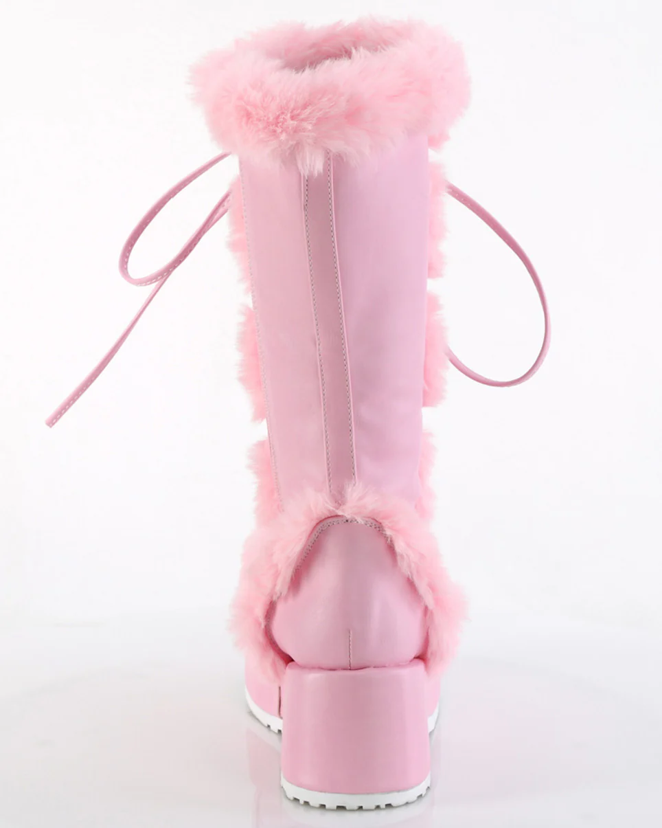 Demonia Pink Winter Solstice Faux Fur Boots - Image 8