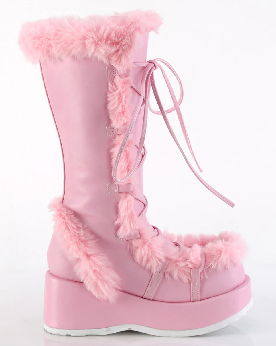 Demonia Pink Winter Solstice Faux Fur Boots - Image 9