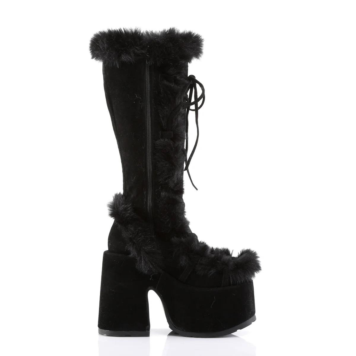 Demonia Black Furry Winter Faux Fur Boots - Image 10