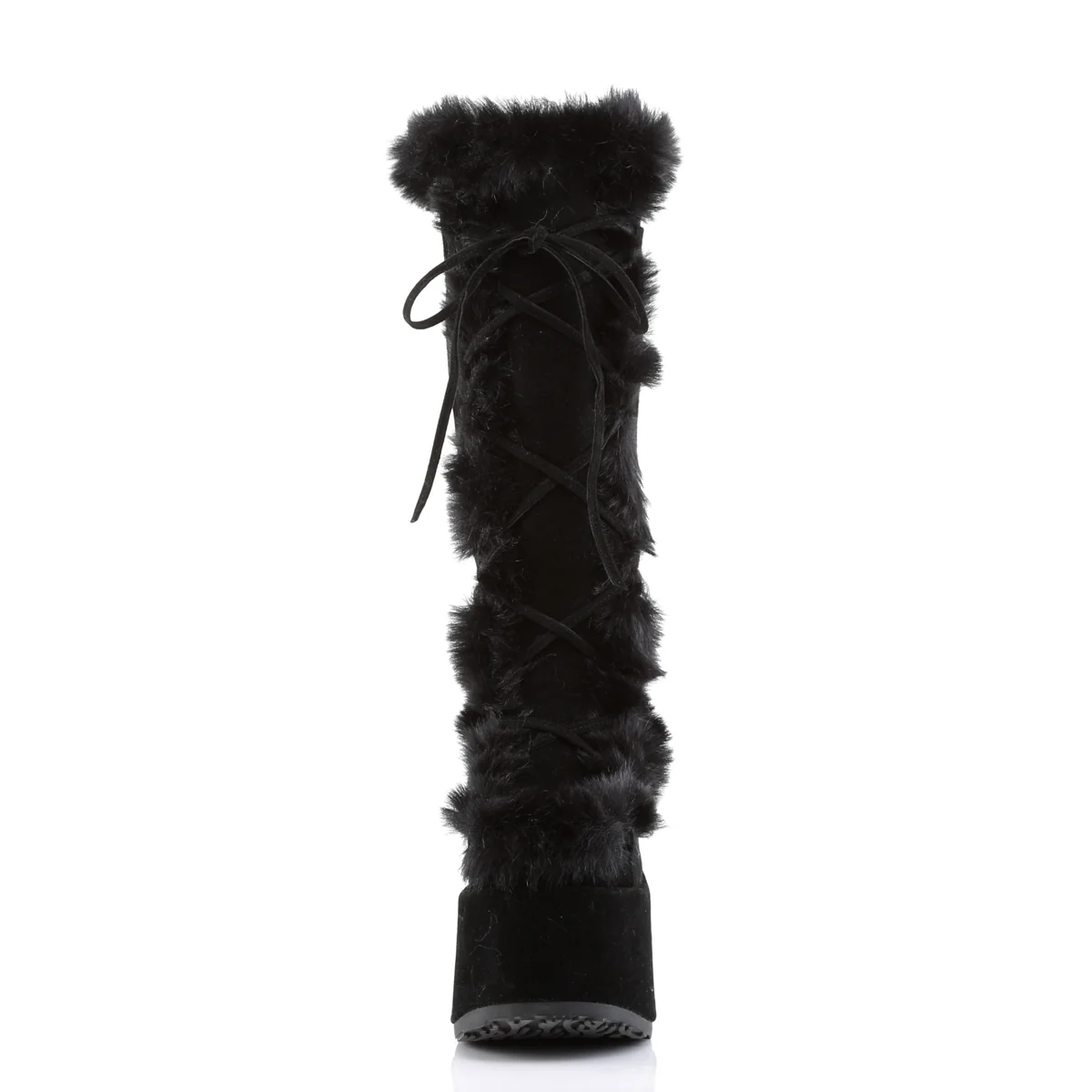 Demonia Black Furry Winter Faux Fur Boots - Image 7