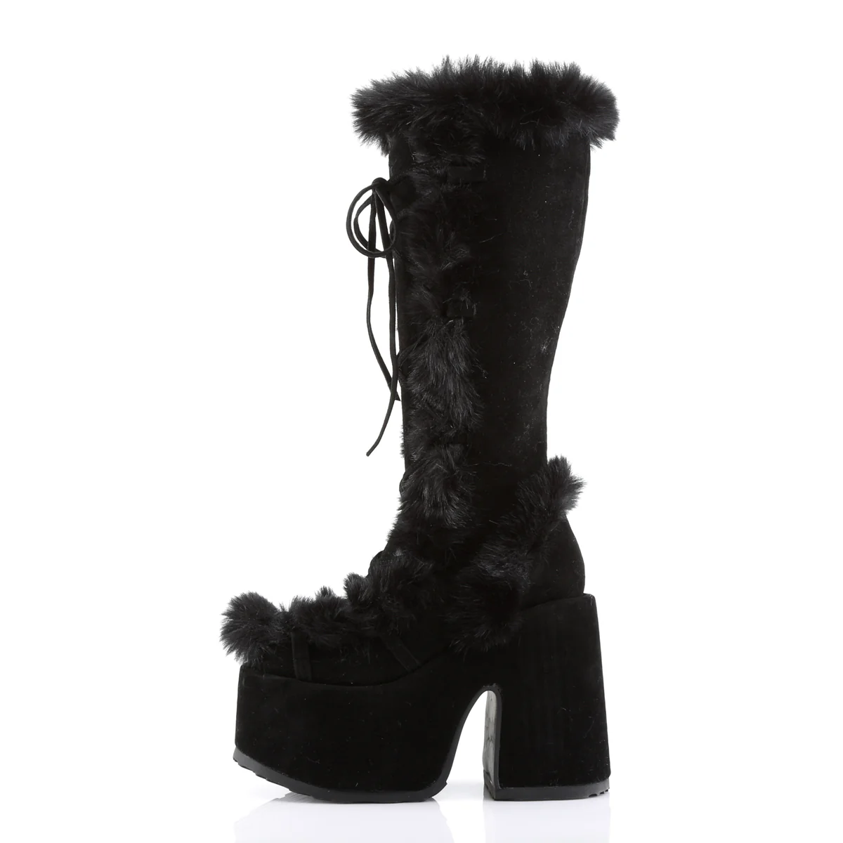 Demonia Black Furry Winter Faux Fur Boots - Image 8