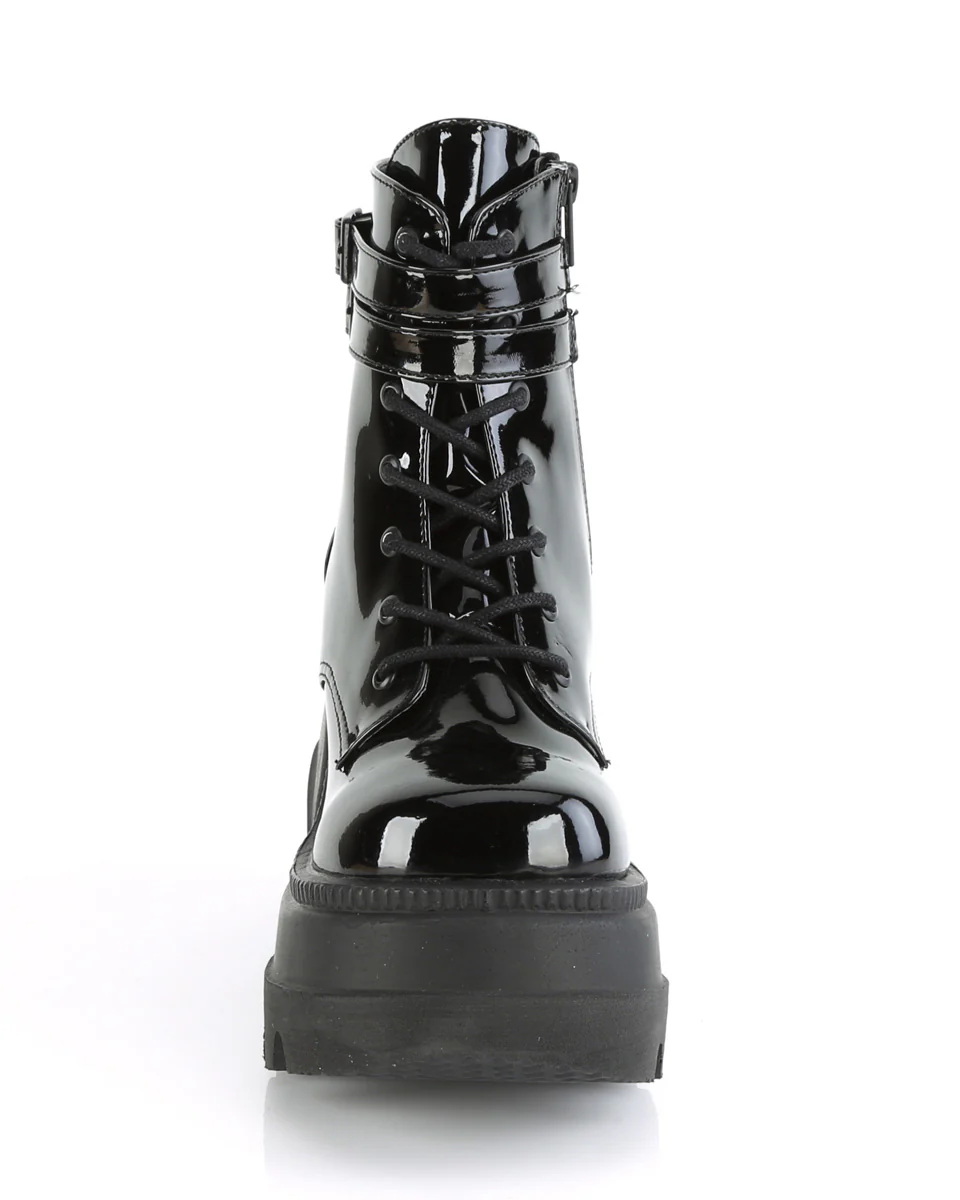 Demonia Black Patent Stacked Platform Ankle Boots - Image 7