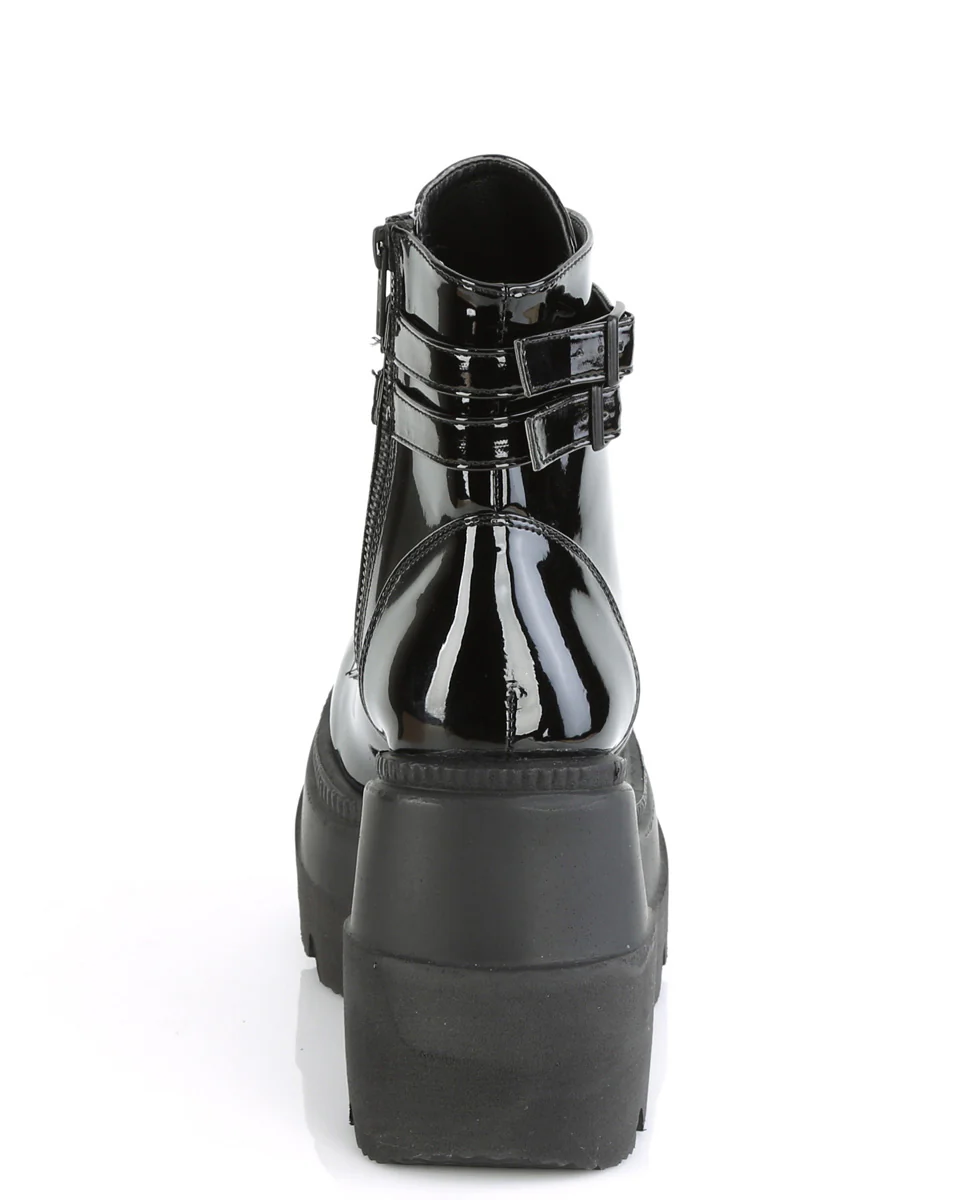 Demonia Black Patent Stacked Platform Ankle Boots - Image 9