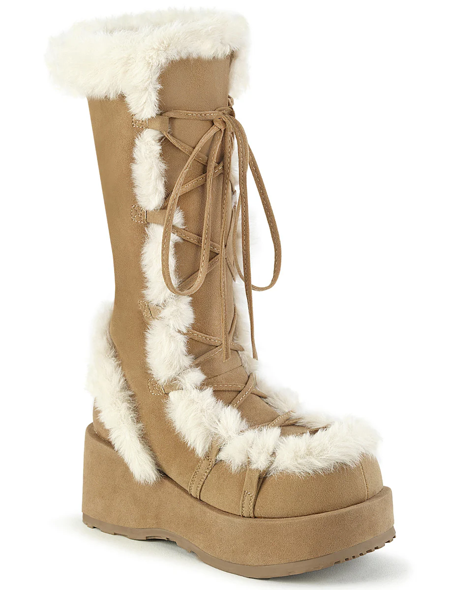 Demonia Brown Winter Solstice Faux Fur Boots - Image 5