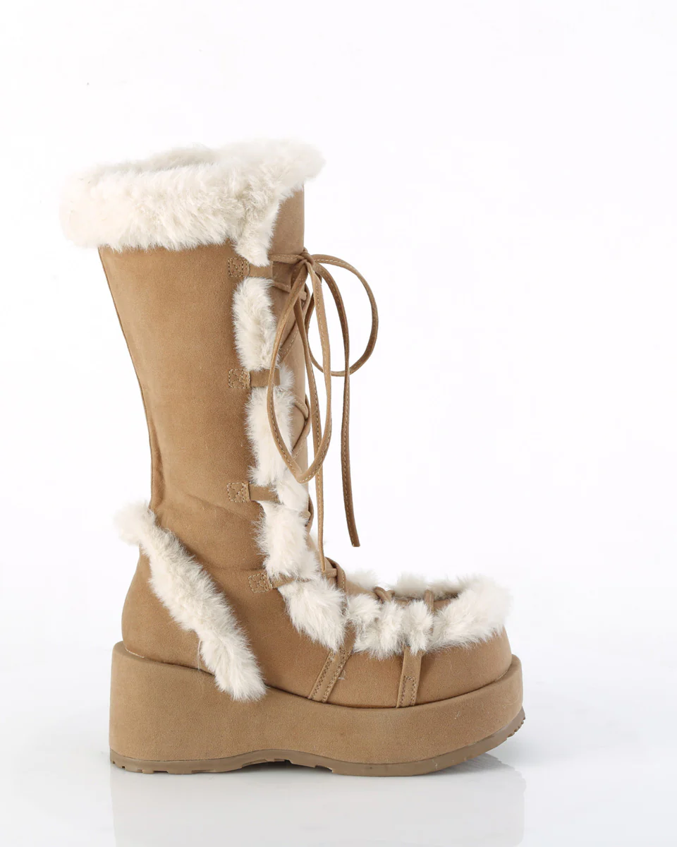 Demonia Brown Winter Solstice Faux Fur Boots - Image 9