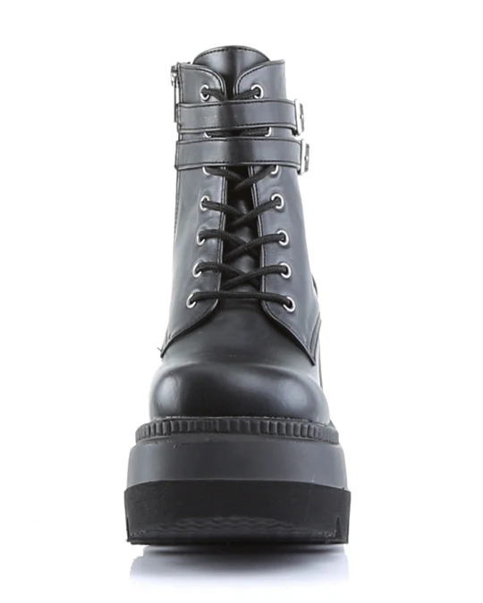 Demonia Matte Black Stacked Platform Boots - Image 4