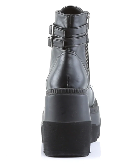 Demonia Matte Black Stacked Platform Boots - Image 5