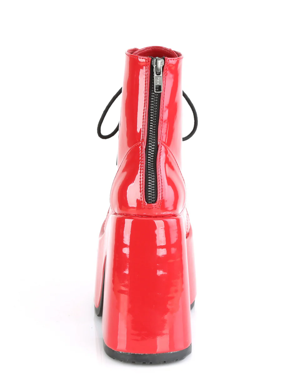 Demonia Red Patent Chunky Lace-Up Boots - Image 6