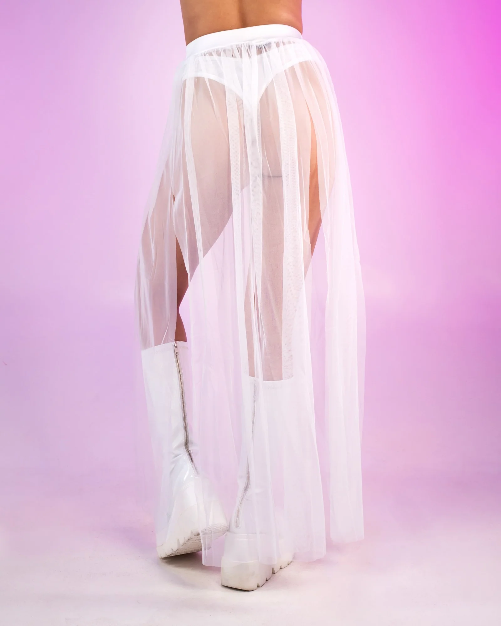 Goddess Multi Slit Sheer Skirt - Image 6