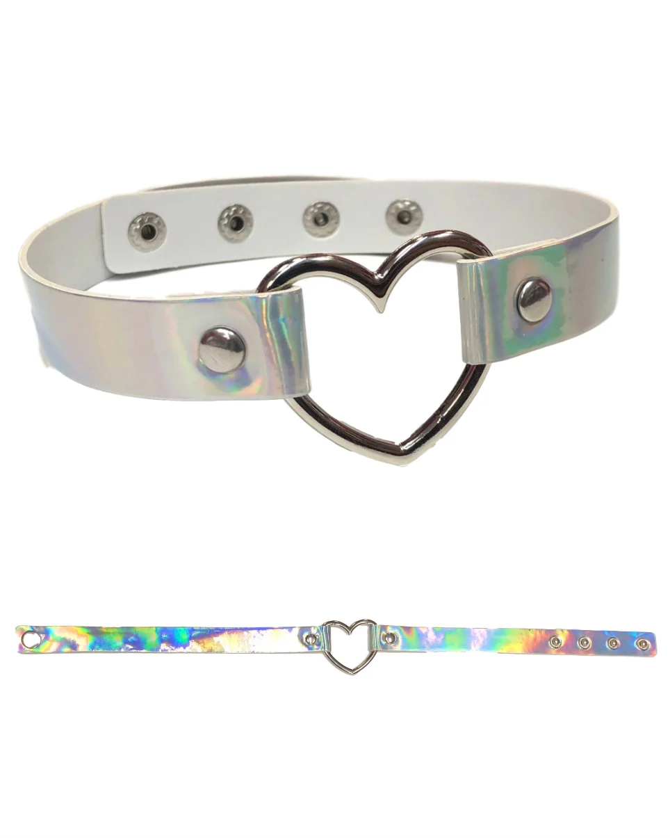 Holographic Choker with Heart Ring - Image 3