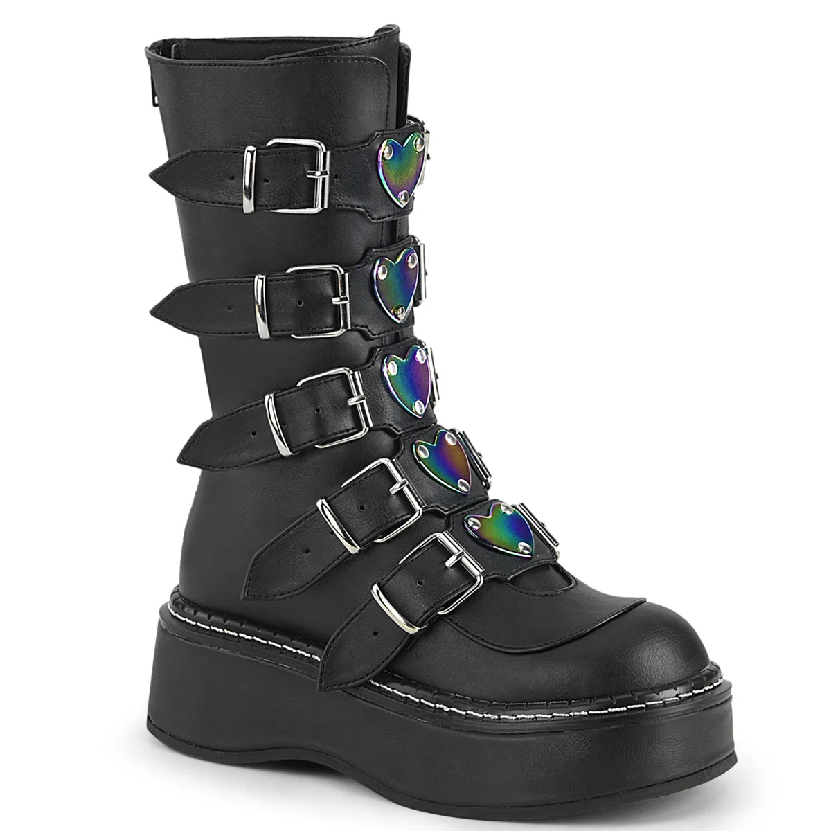 Demonia Emily Vegan Leather Heart-Buckle Boot - Image 4