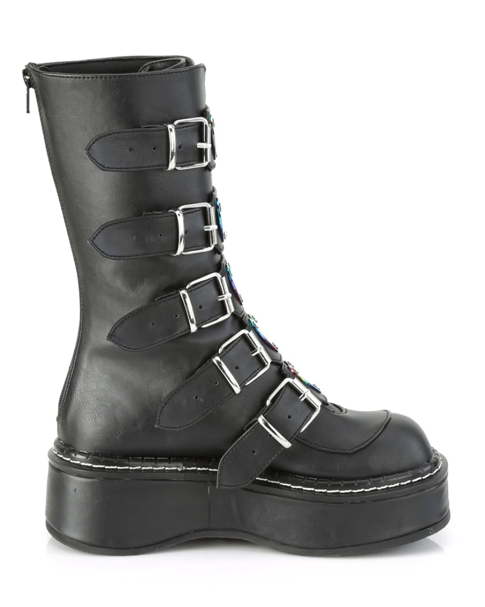 Demonia Emily Vegan Leather Heart-Buckle Boot - Image 6
