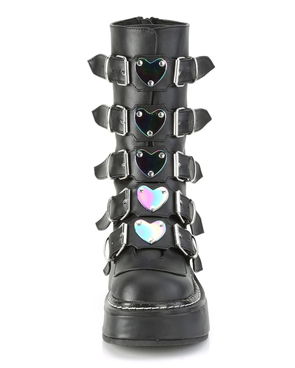 Demonia Emily Vegan Leather Heart-Buckle Boot - Image 7