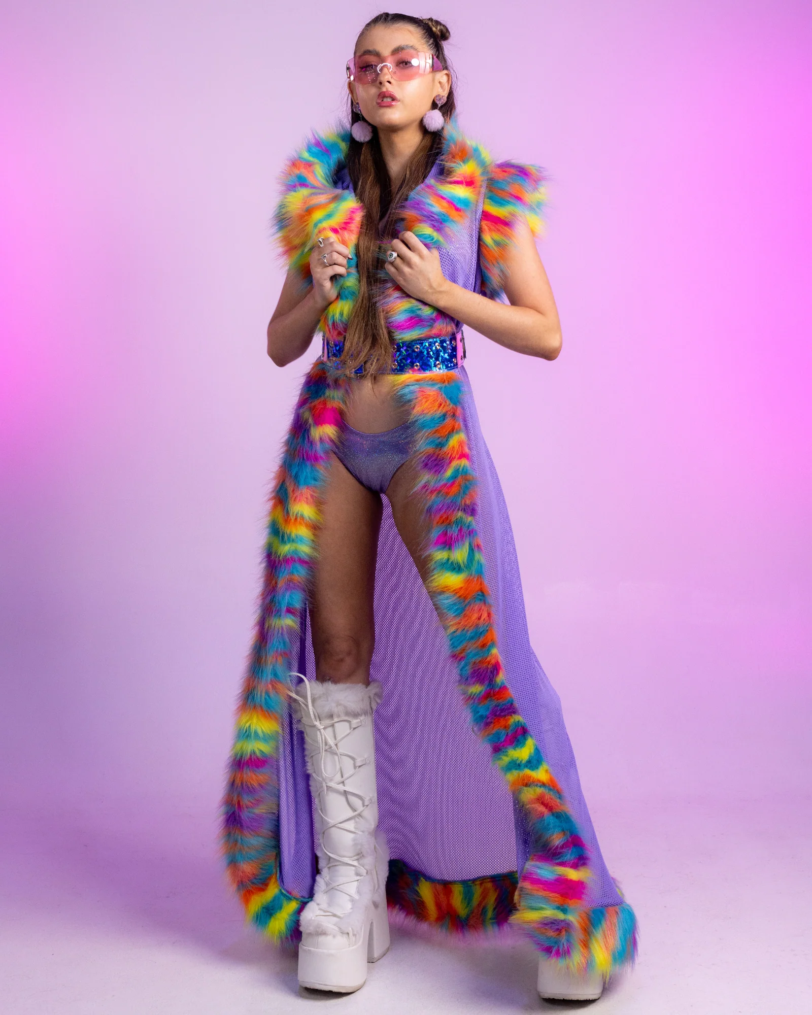 Melted Crayon Faux Fur Duster - Image 5