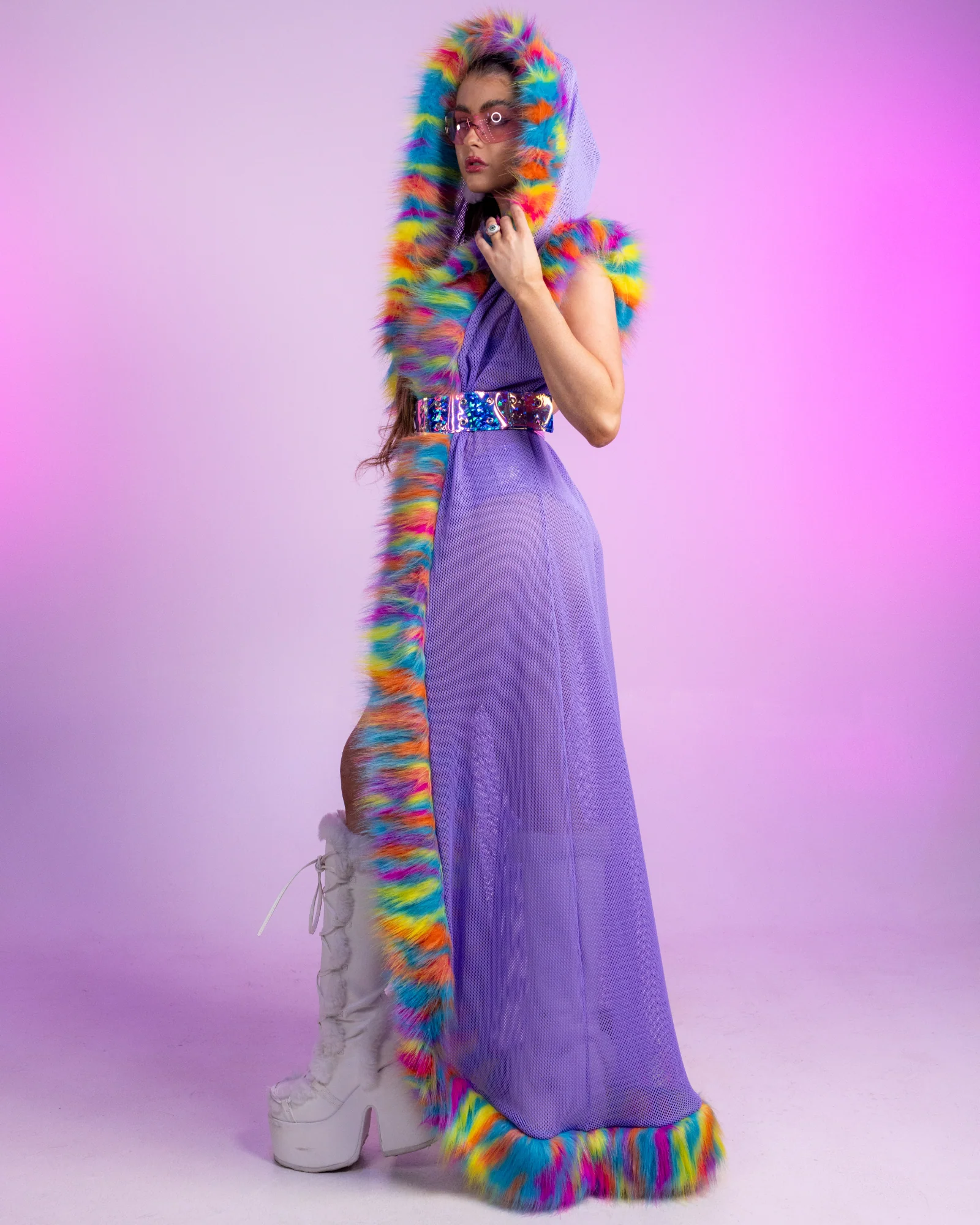 Melted Crayon Faux Fur Duster - Image 7