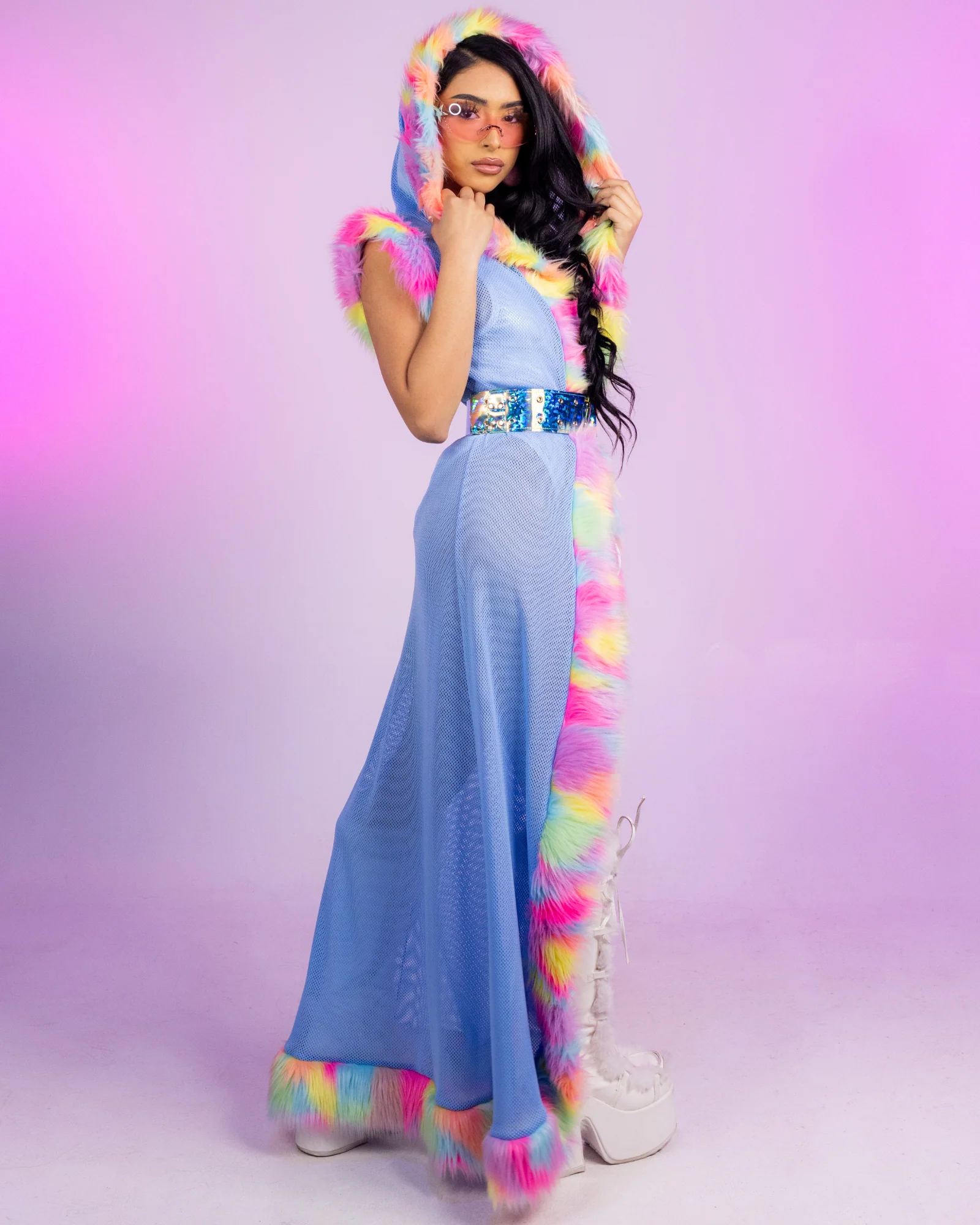 Neon Dreams Faux Fur Duster - Image 4