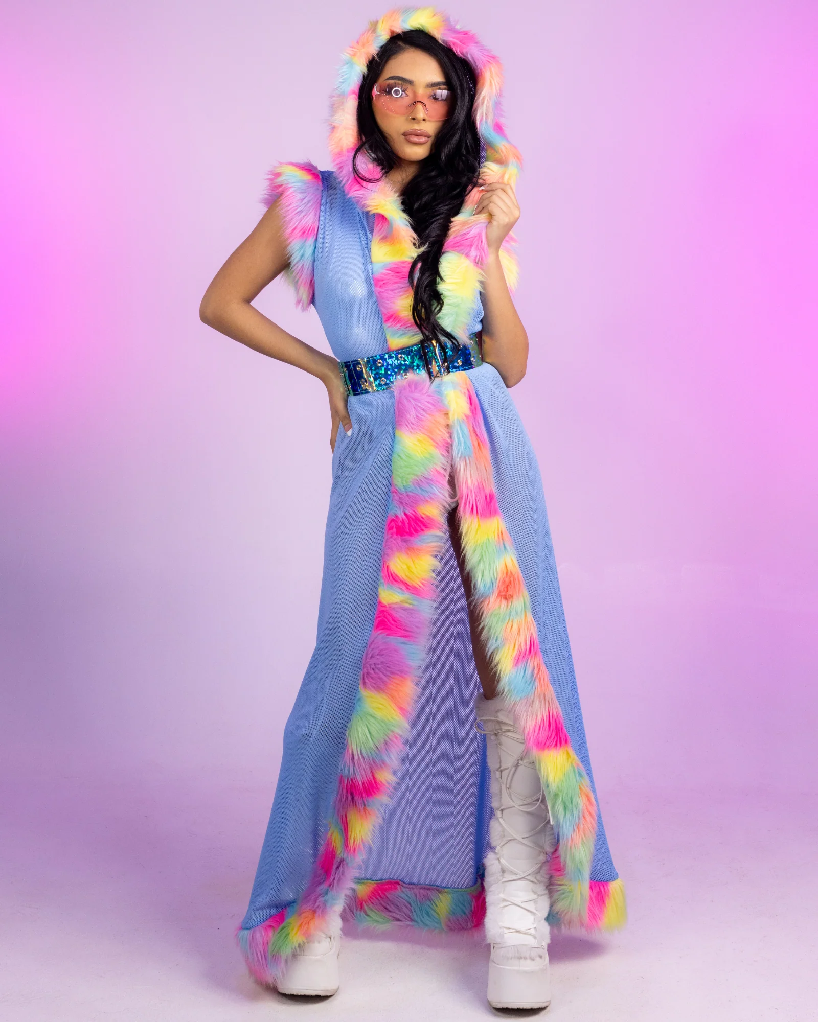 Neon Dreams Faux Fur Duster - Image 5