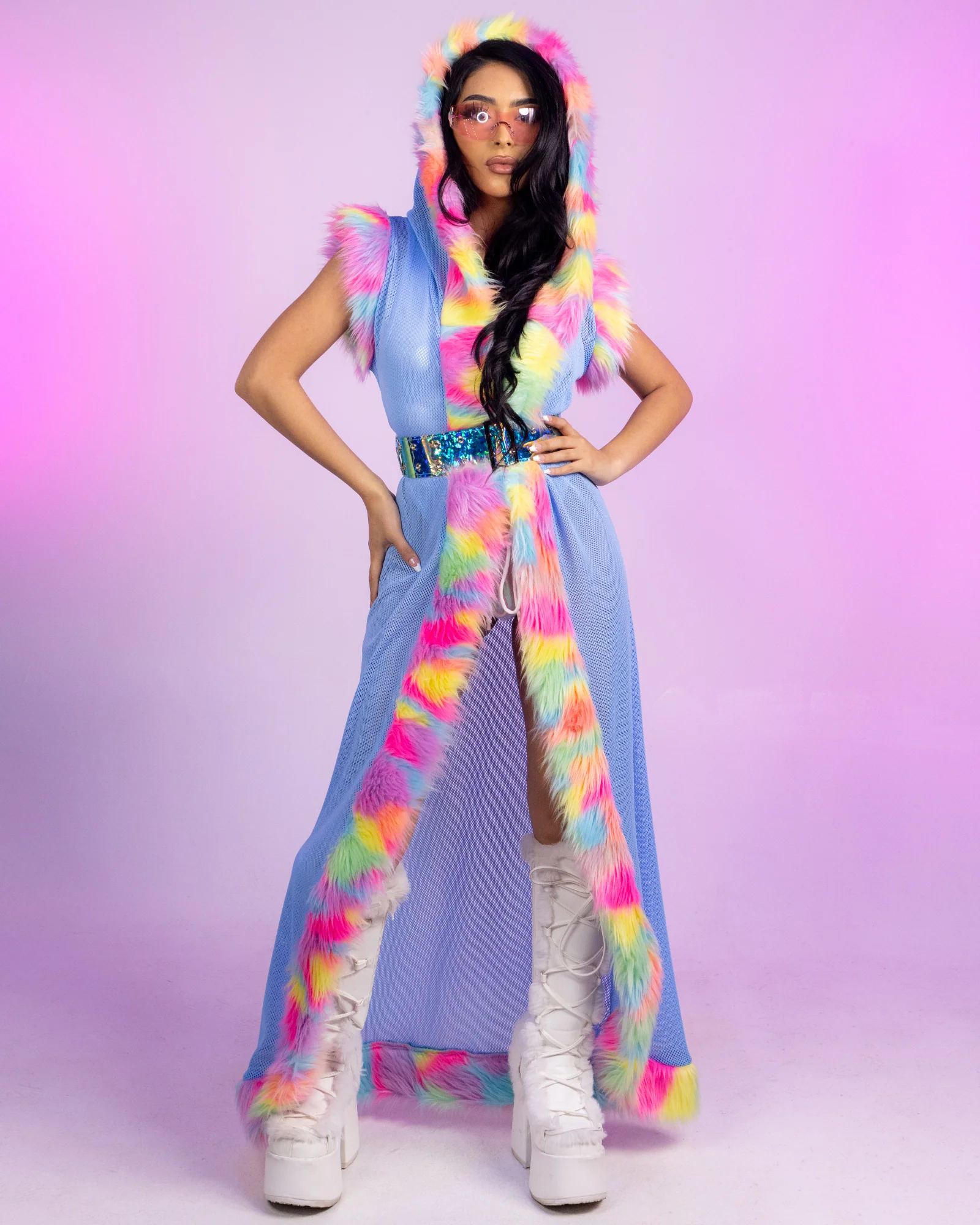 Neon Dreams Faux Fur Duster - Image 6