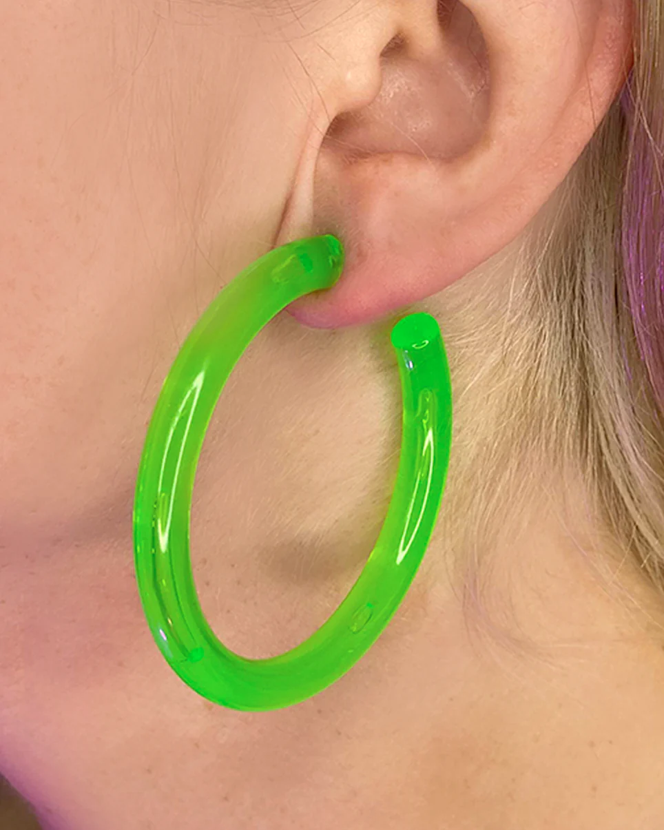 Neon Retro Circle Hoops Acrylic Earrings - Image 4
