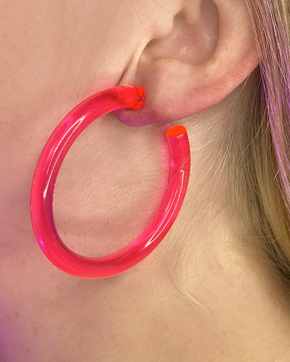 Neon Retro Circle Hoops Acrylic Earrings - Image 5