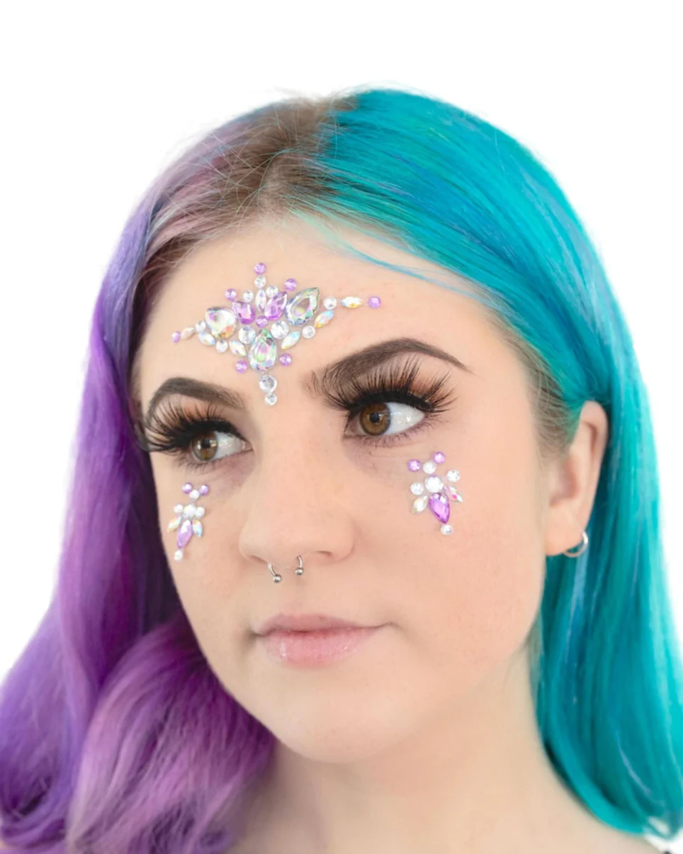 Purple Magic Rhinestone Rave Face Jewel - Image 3