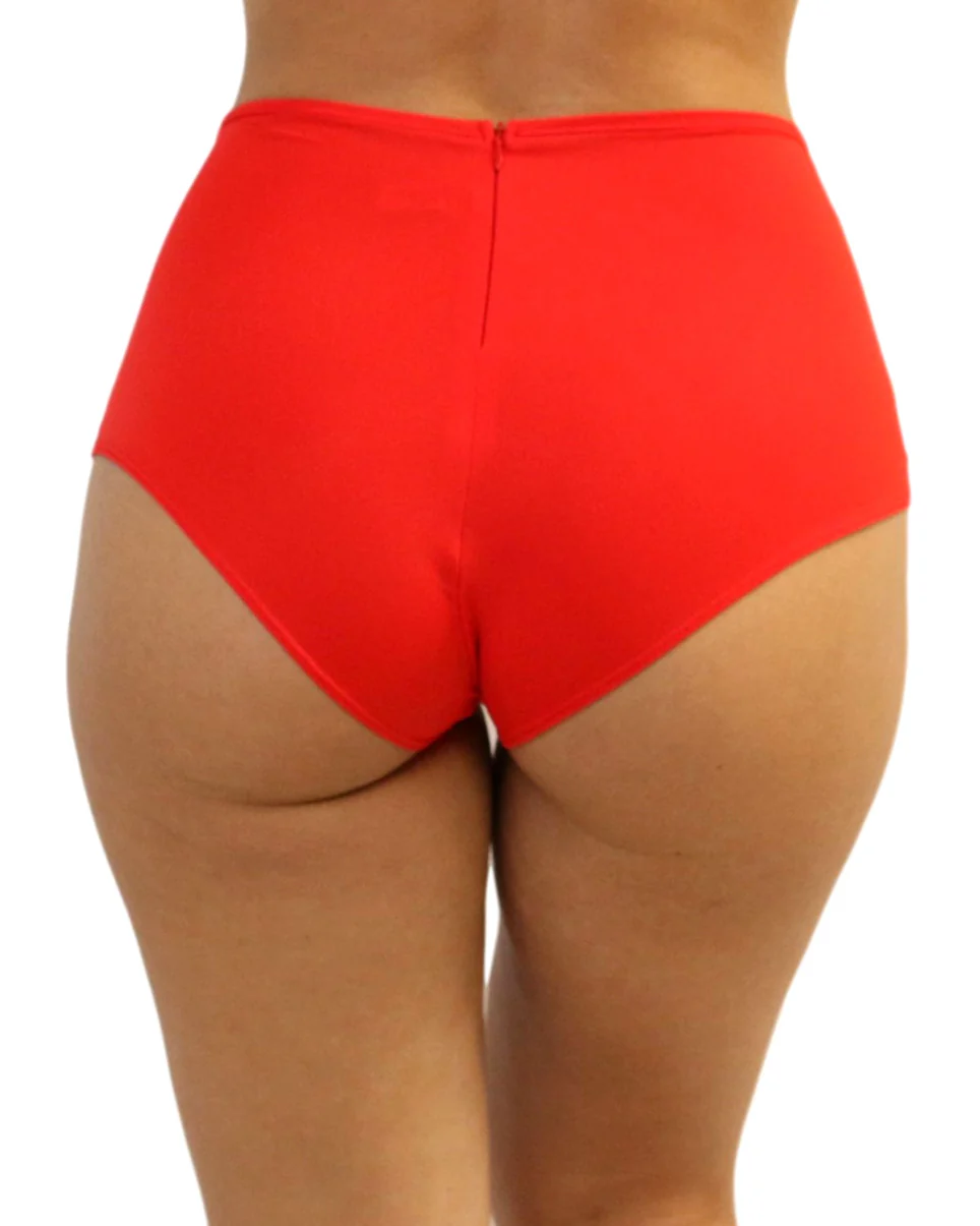 Red High Waist Shorts - Image 4