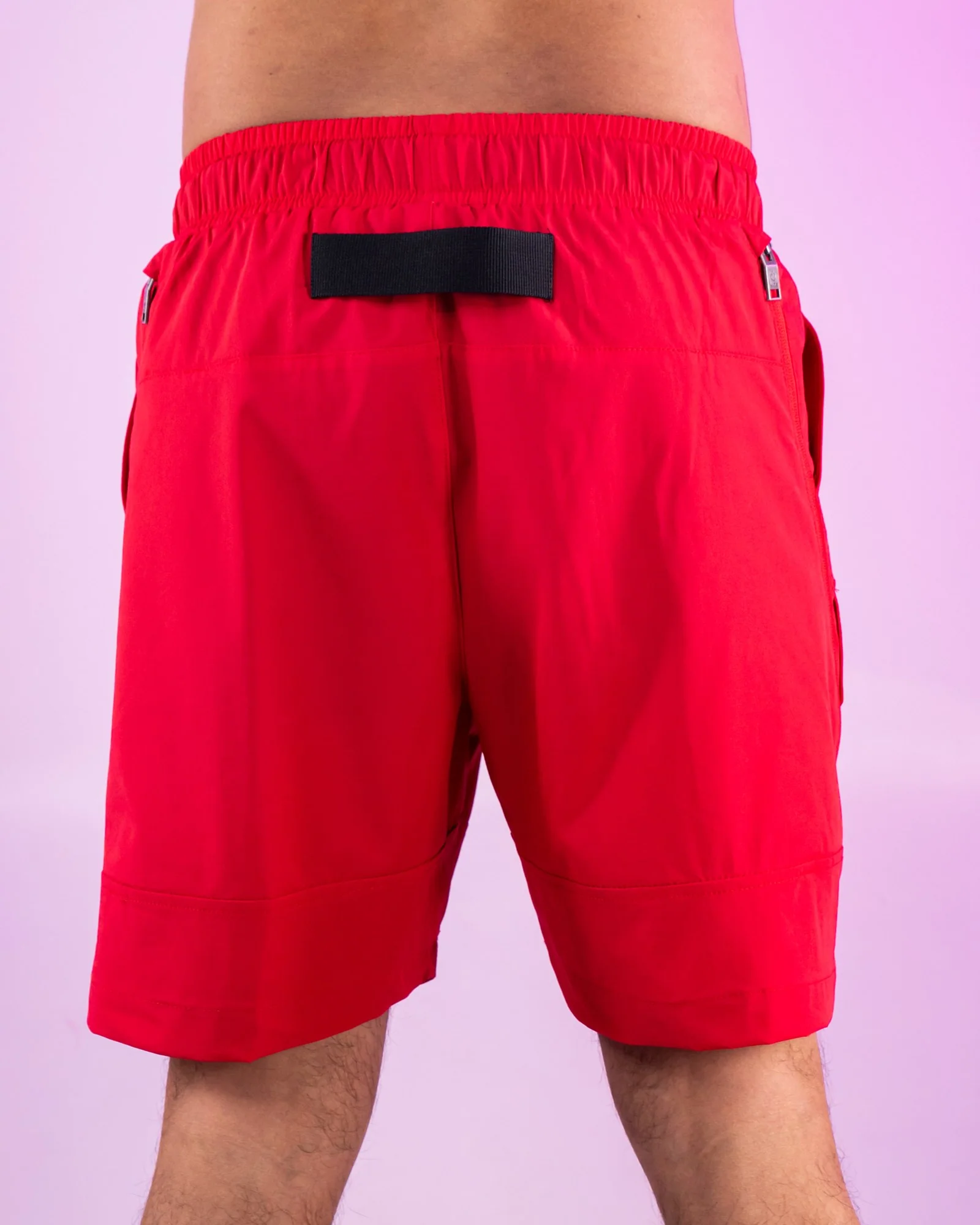 Red Nylon 6 Inch Inseam Shorts - Image 3