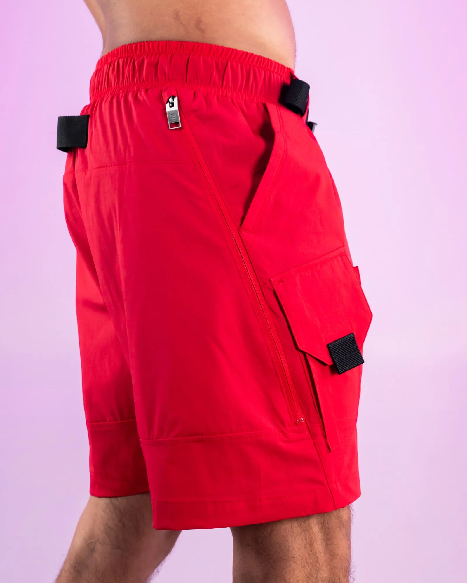 Red Nylon 6 Inch Inseam Shorts - Image 4