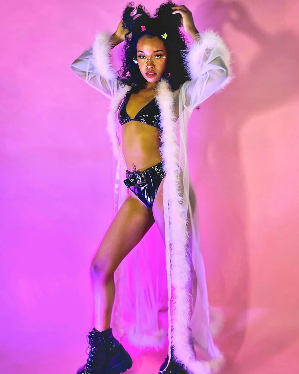 So Xxtra Feather Trim Sheer Long Robe - Image 23