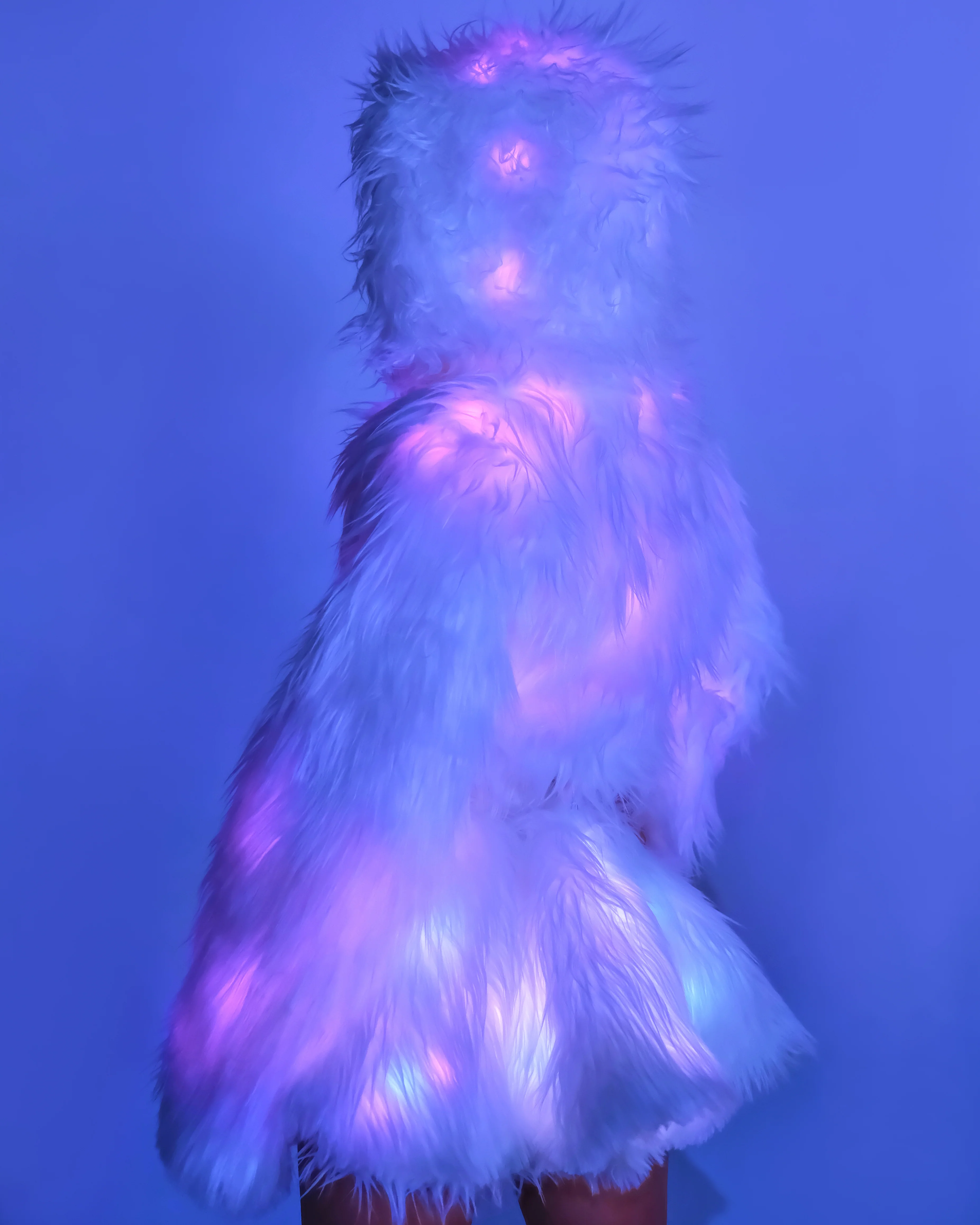 Pink LED White Furry Cropped Hooded Jacket - Image 4