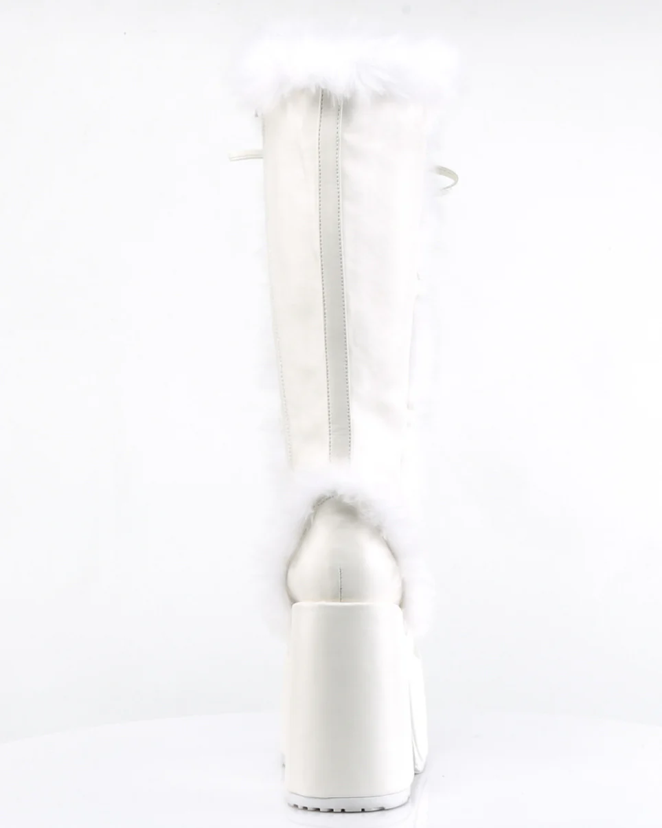 Demonia White Furry Winter Faux Fur Boots - Image 10