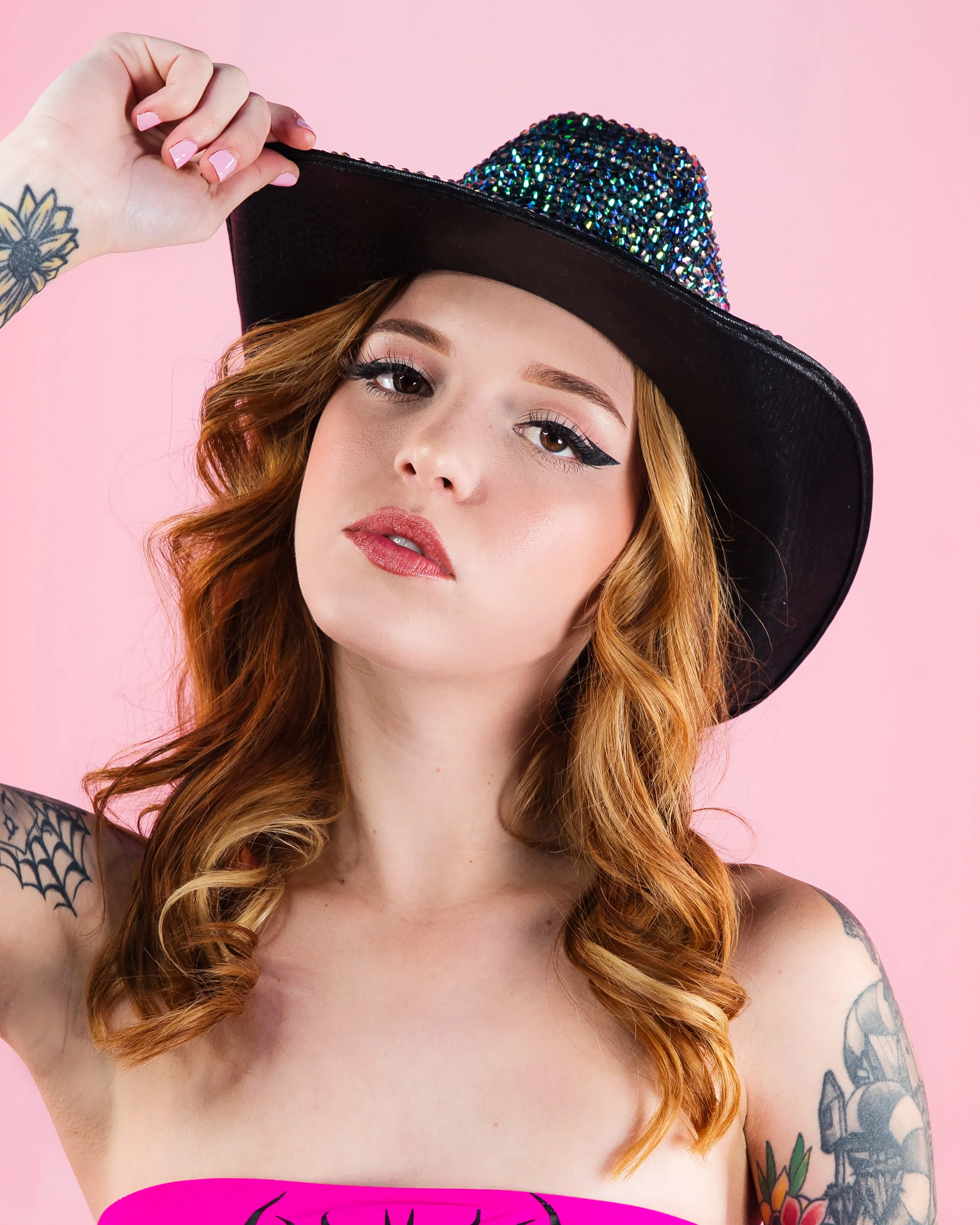 Iridescent Rhinestone Cowgirl Hat - Image 3